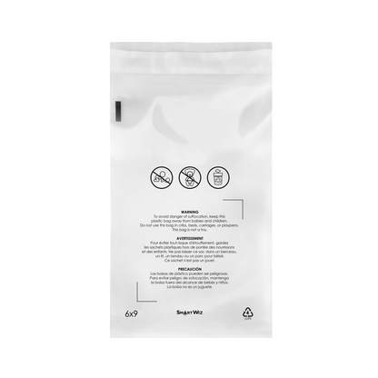 Bundle of Clear Poly Bags, with Suffocation Warning, Permanent Self Seal, Thick Plastic