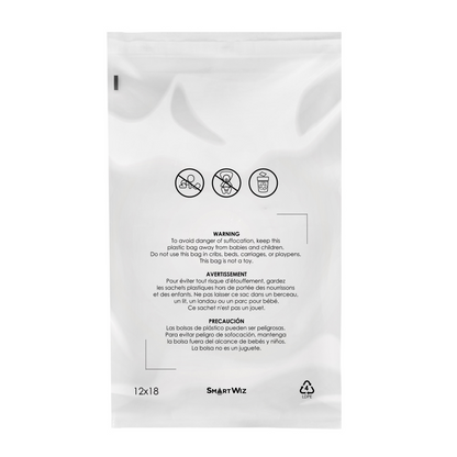 Bundle of Clear Poly Bags, with Suffocation Warning, Permanent Self Seal, Thick Plastic